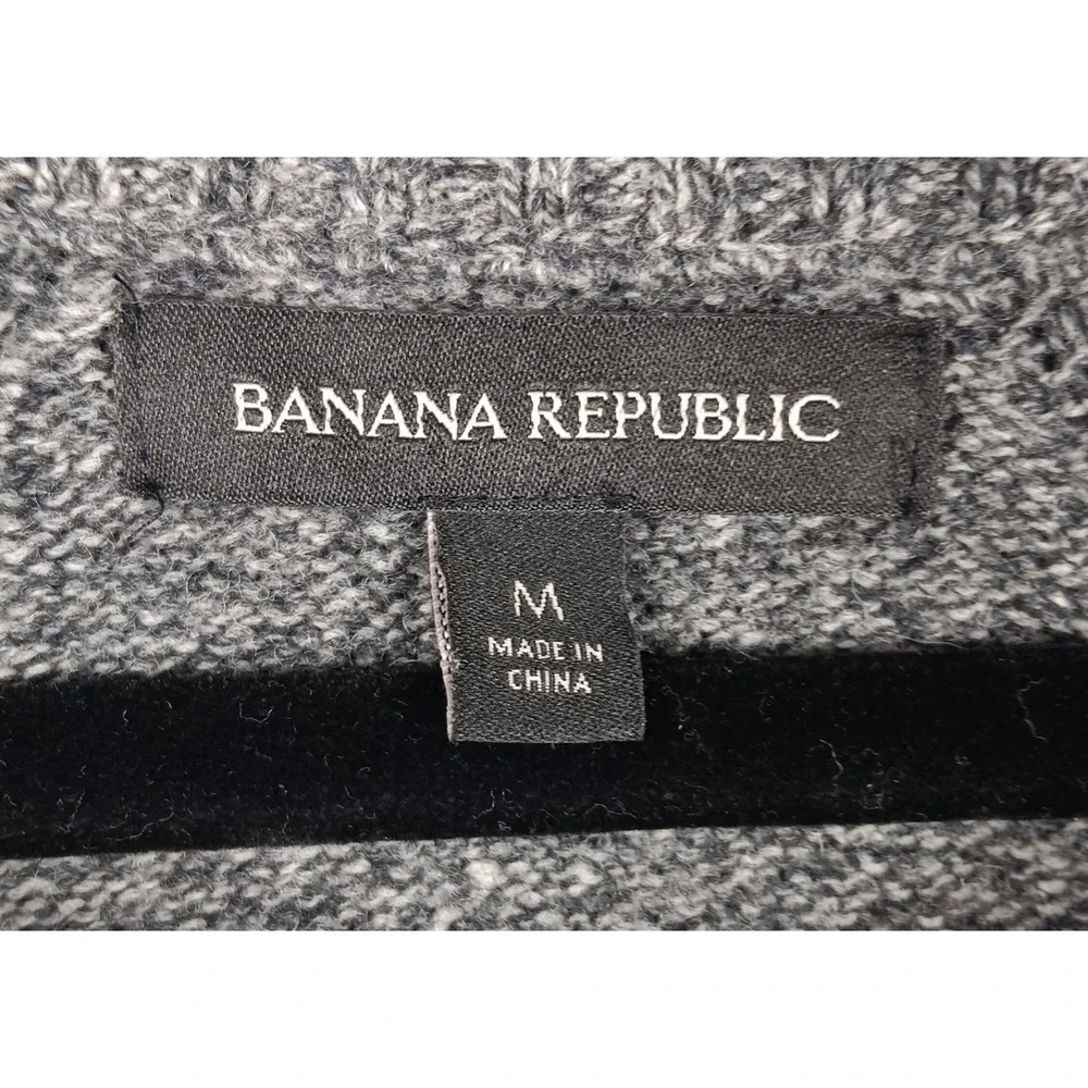 Banana‎ Republic Mens Gray Merino Wool Blend Button Mock Neck Sweater